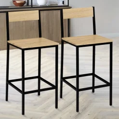 Tabourets de bar avec dossier chaise de cuisine style industriel*IDMarket Hot