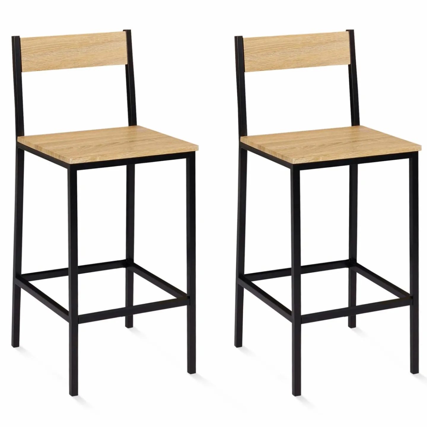 Tabourets de bar avec dossier chaise de cuisine style industriel*IDMarket Hot
