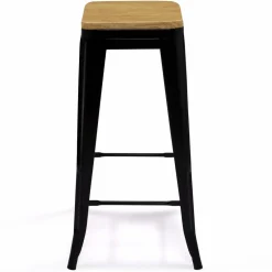 Tabourets de bar bois et métal noir empilables x4*IDMarket Discount