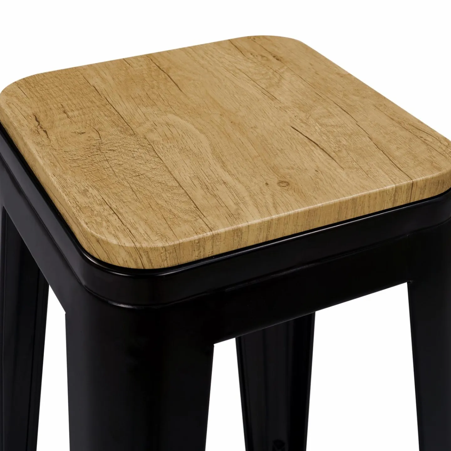 Tabourets de bar bois et métal noir empilables x4*IDMarket Discount