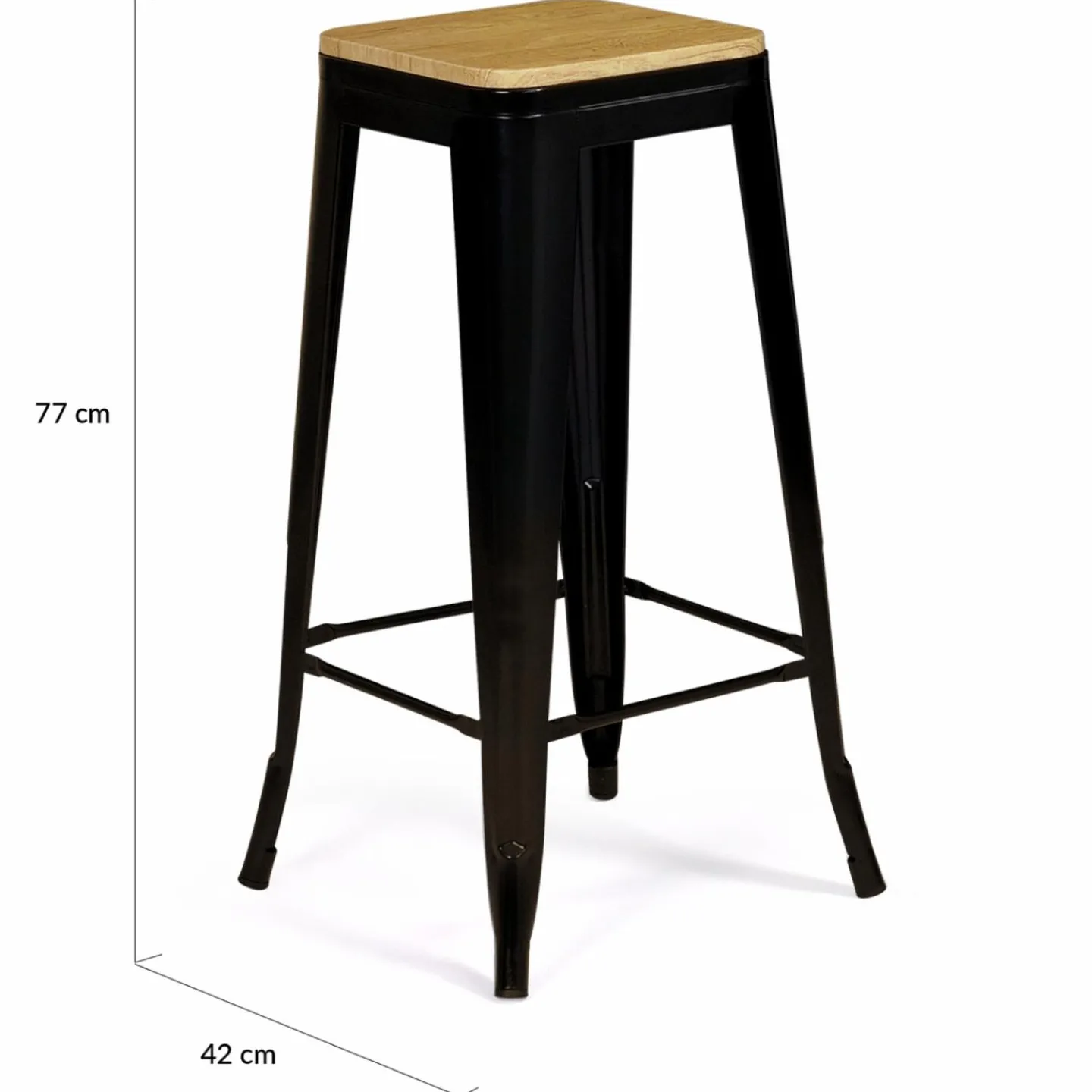 Tabourets de bar bois et métal noir empilables x4*IDMarket Discount