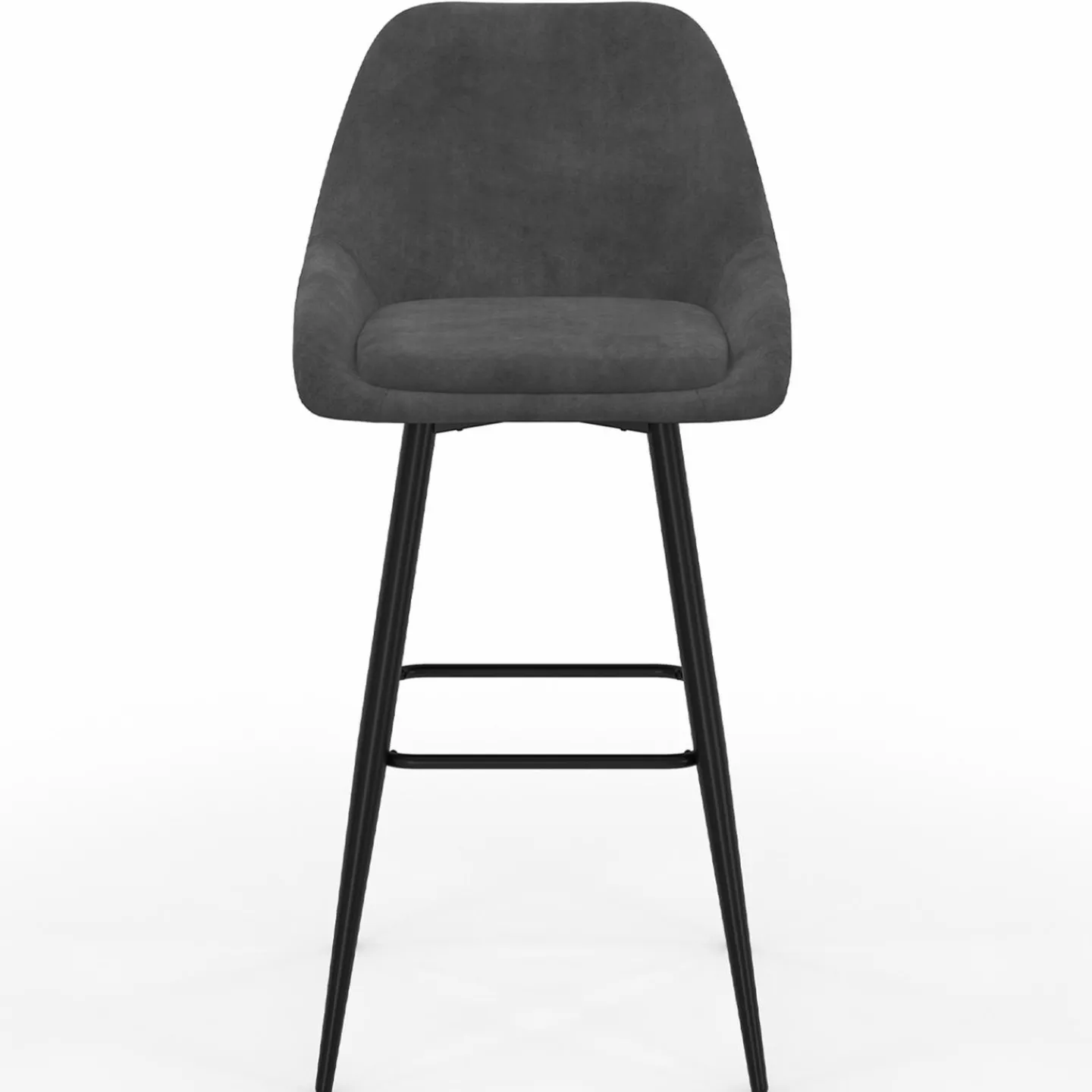 Tabourets de bar confortables en velours gris foncé avec accoudoirs*IDMarket Discount