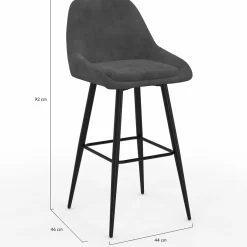 Tabourets de bar confortables en velours gris foncé avec accoudoirs*IDMarket Discount