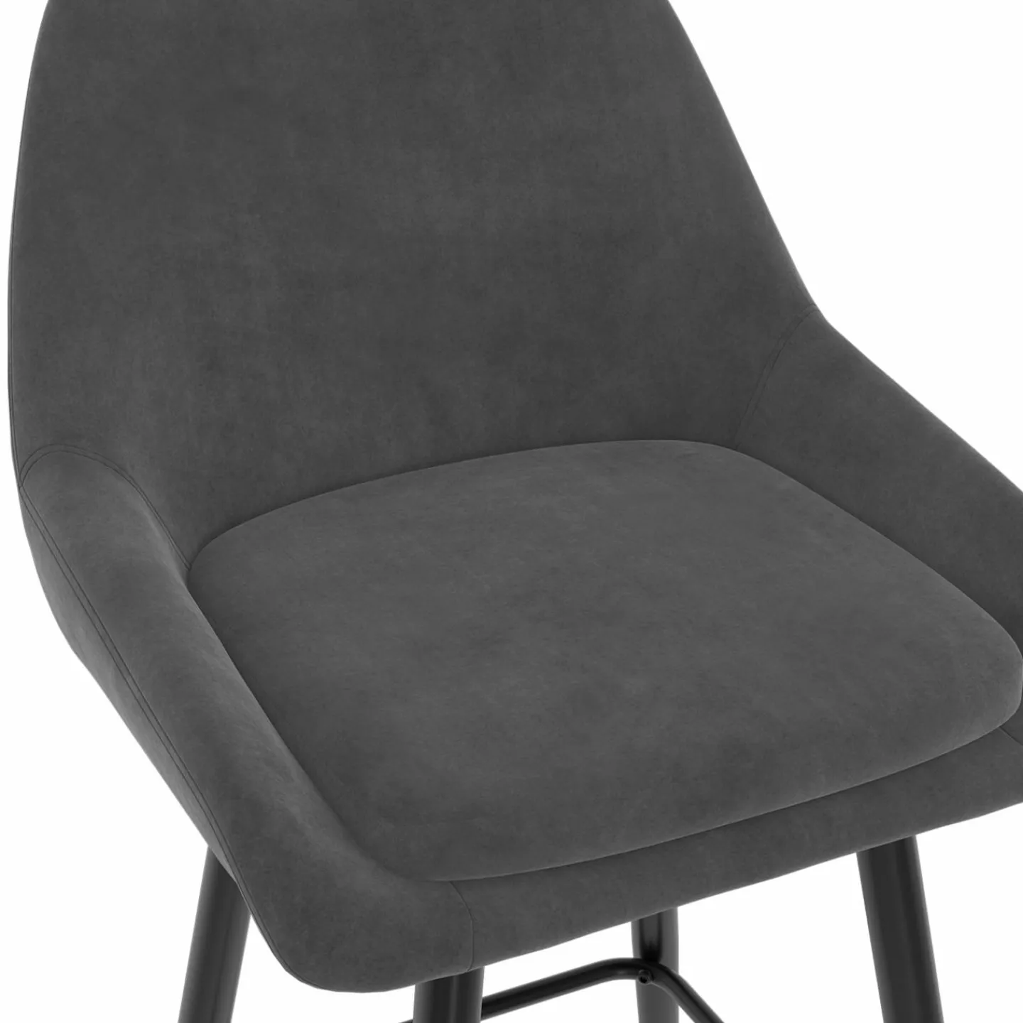 Tabourets de bar confortables en velours gris foncé avec accoudoirs*IDMarket Discount