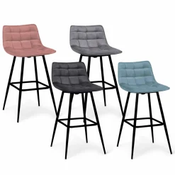 Tabourets de bar en velours multicolore*IDMarket New