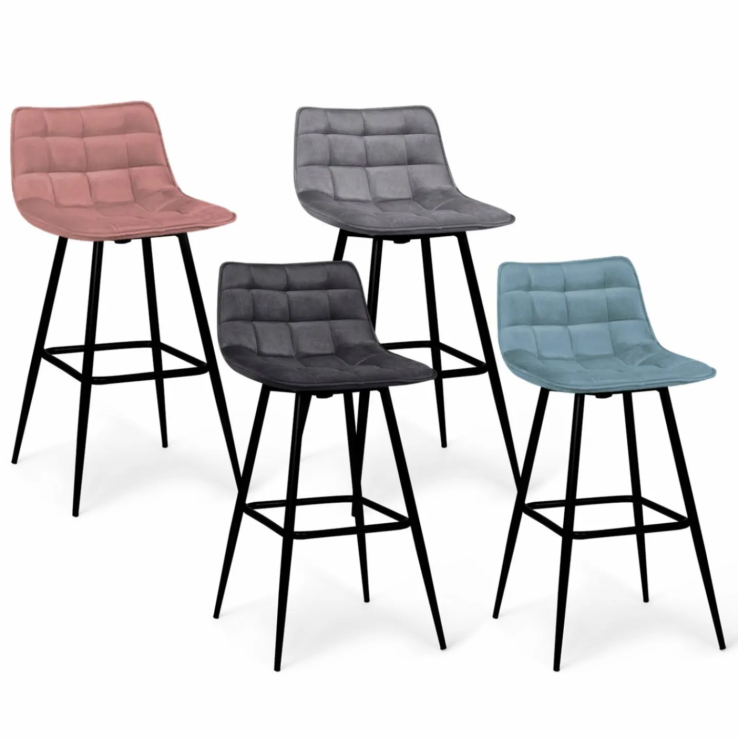 Tabourets de bar en velours multicolore*IDMarket New