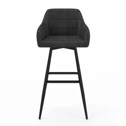 Tabourets de bar en velours gris foncé avec accoudoirs : lot de 2*IDMarket Best