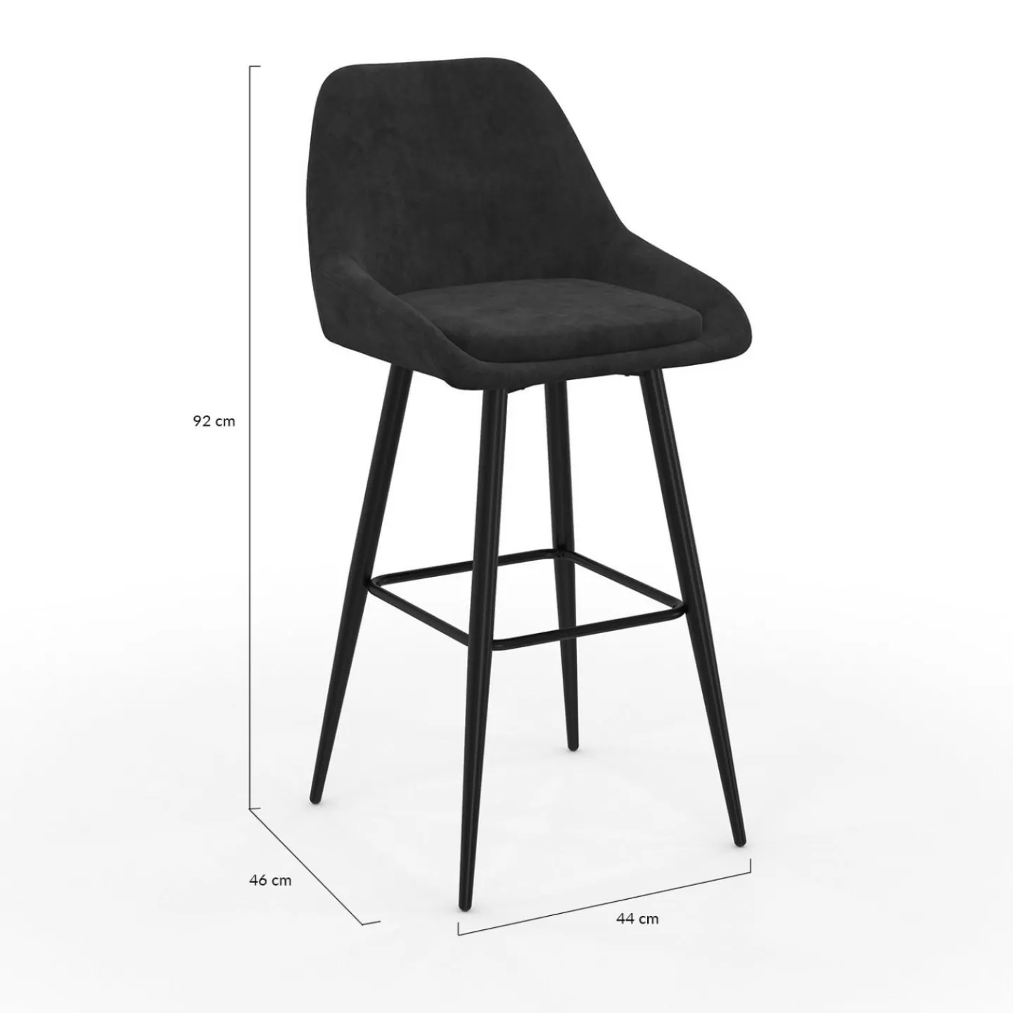 Tabourets de bar en velours noir*IDMarket Sale