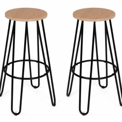 Tabourets de bar industriel bois et métal*IDMarket Best