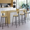 Tabourets de bar industriel avec dossier bois et métal noir*IDMarket Hot