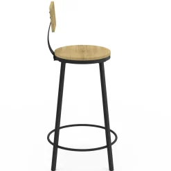 Tabourets de bar industriel avec dossier bois et métal noir*IDMarket Hot