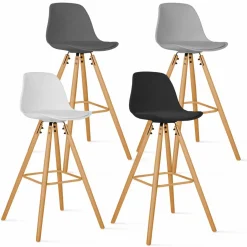 Tabourets de bar mix color gris, blanc et noir : lot de 4*IDMarket Online