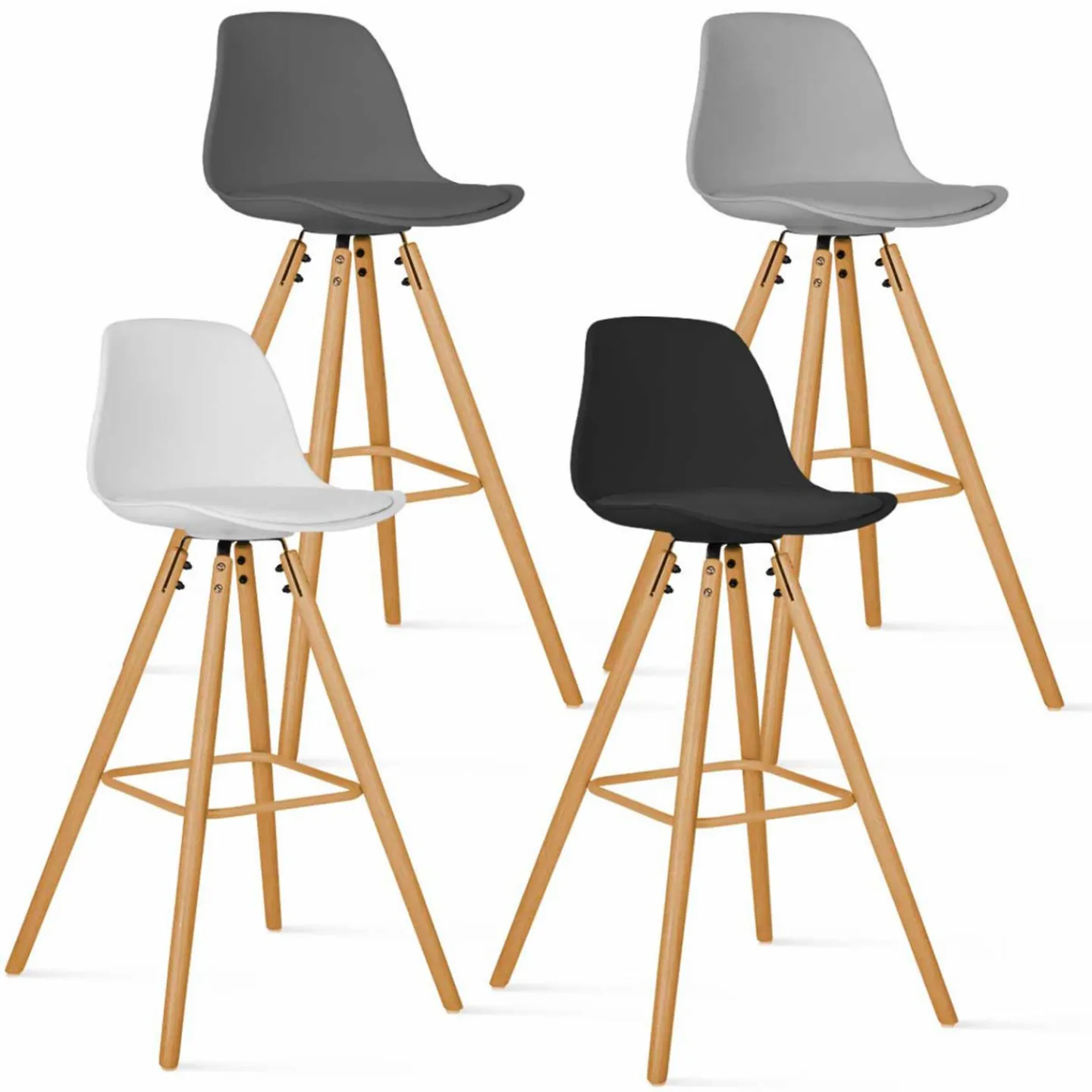 Tabourets de bar mix color gris, blanc et noir : lot de 4*IDMarket Online