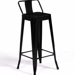 Tabourets de bar métal noir avec dossier*IDMarket Discount