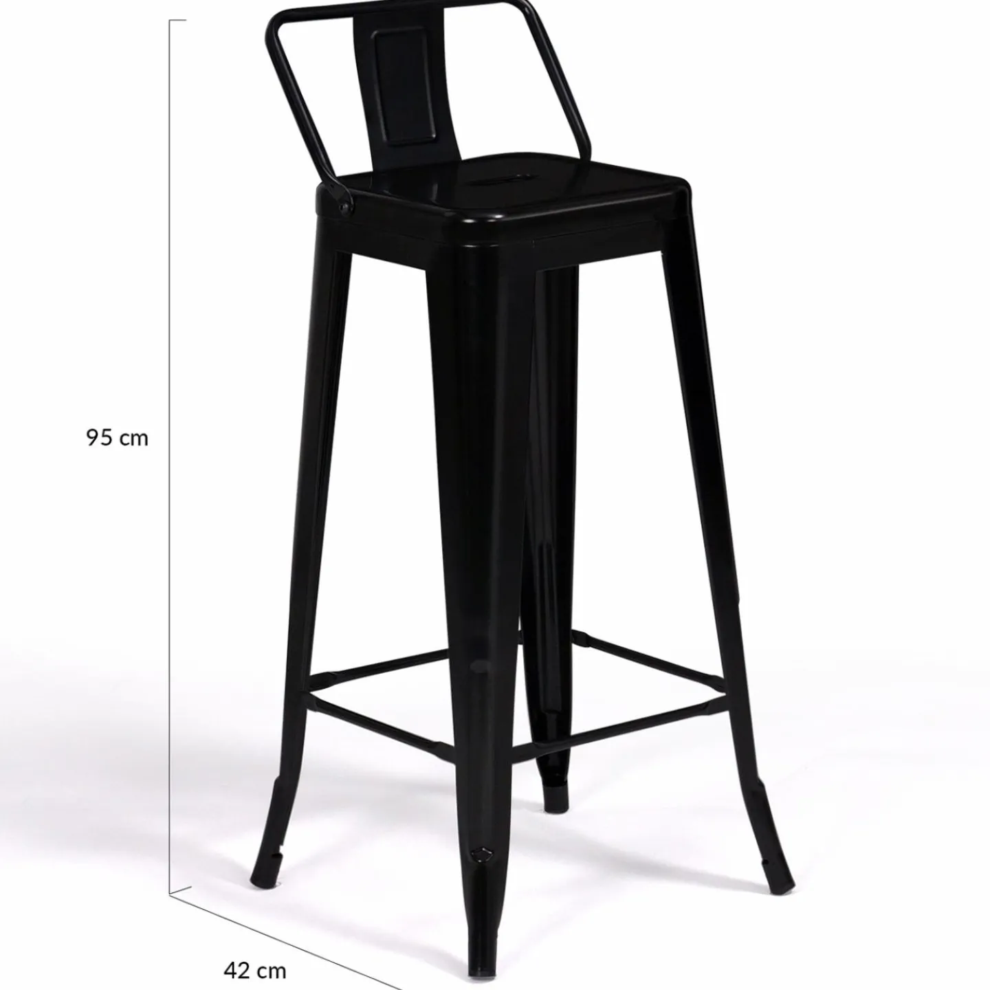 Tabourets de bar métal noir avec dossier*IDMarket Discount