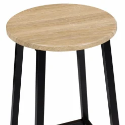 Tabourets de bar ronds bois et métal noir x4*IDMarket Hot