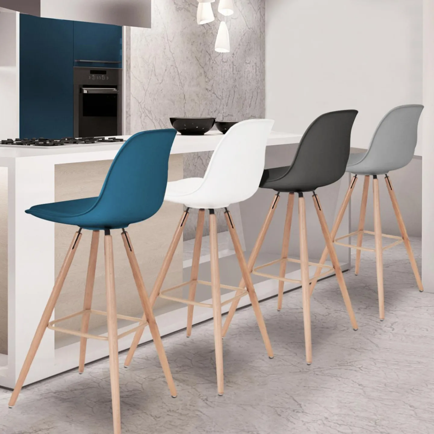 Tabourets de bar scandinaves 4 couleurs*IDMarket Hot