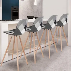 Tabourets de bar scandinaves patchworks noir, gris et blancs*IDMarket Outlet