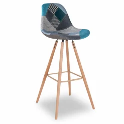 Tabourets de bar scandinaves bleu patchwork*IDMarket Hot