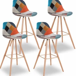 Tabourets de bar scandinaves patchwork multicolore*IDMarket Online