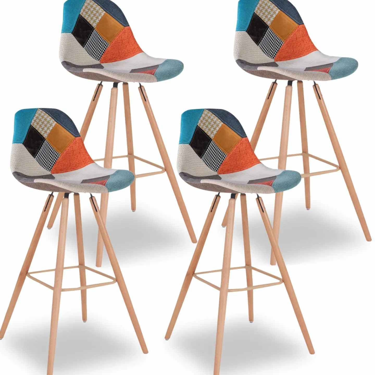 Tabourets de bar scandinaves patchwork multicolore*IDMarket Online
