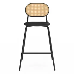 Tabourets de bar vintage métal noir et cannage*IDMarket Discount