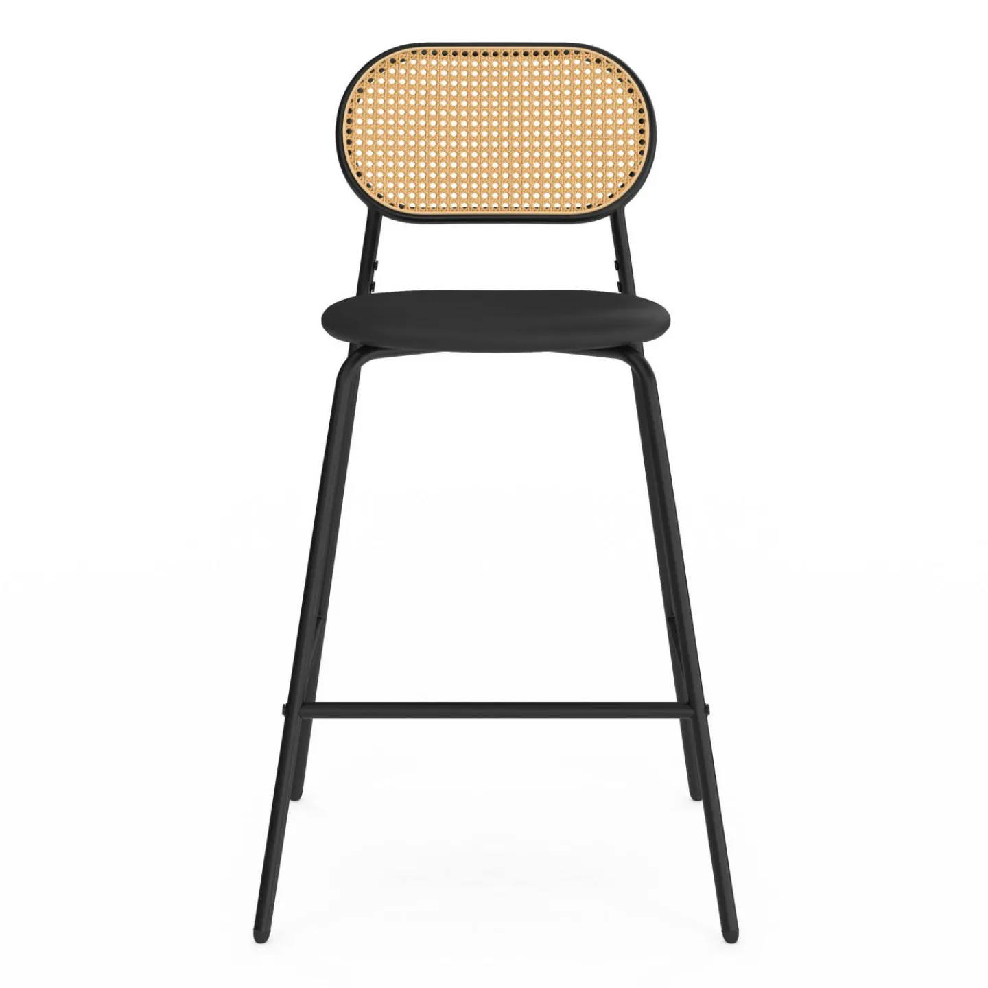 Tabourets de bar vintage métal noir et cannage*IDMarket Discount