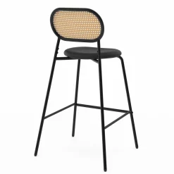 Tabourets de bar vintage métal noir et cannage*IDMarket Discount