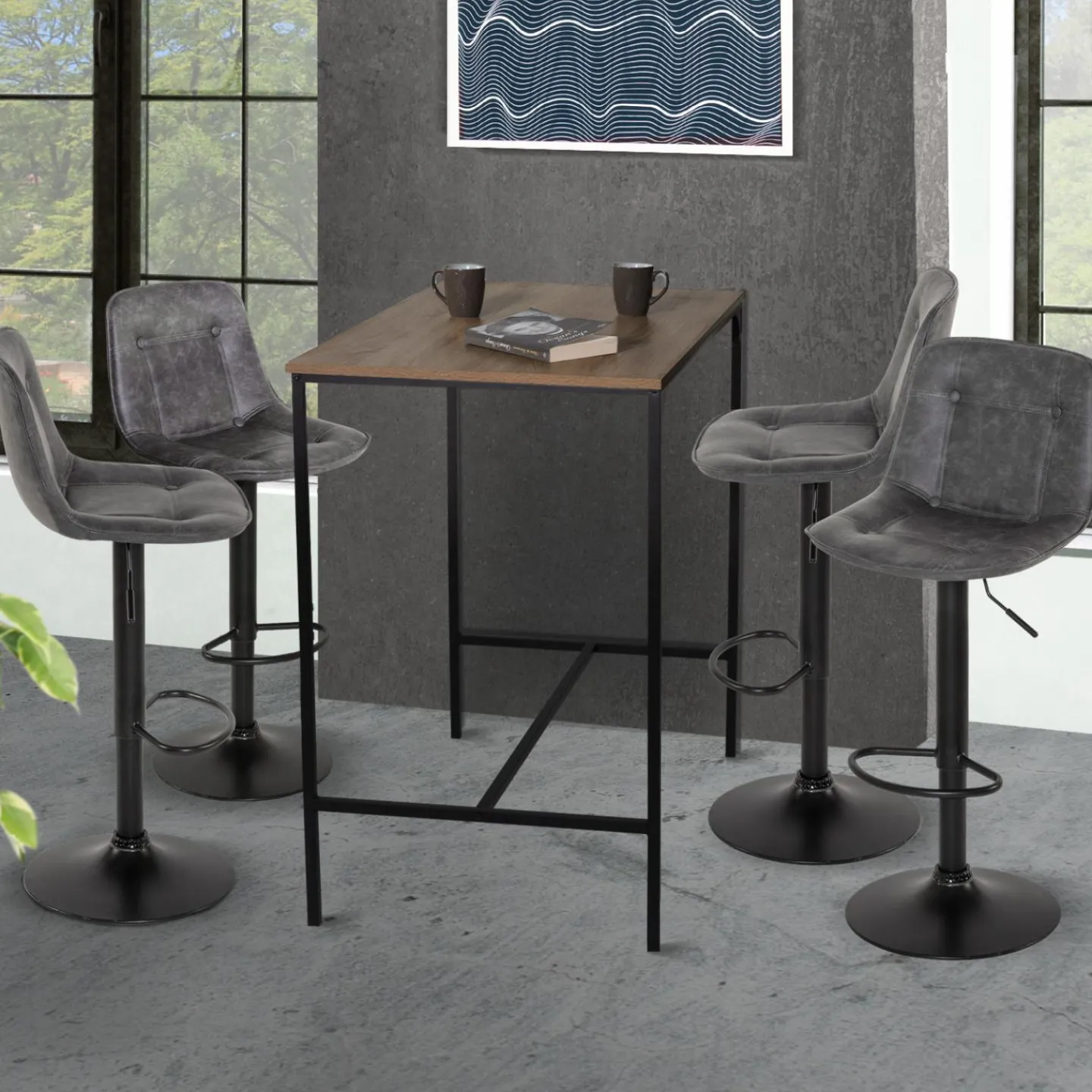 Tabourets réglables en hauteur gris*IDMarket New