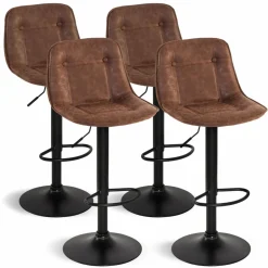 Tabourets réglables en hauteur marron*IDMarket Outlet