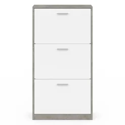 Étagère à chaussures grise 3 portes blanches*IDMarket Discount