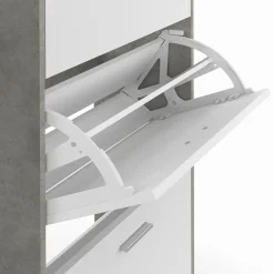 Étagère à chaussures grise 3 portes blanches*IDMarket Discount