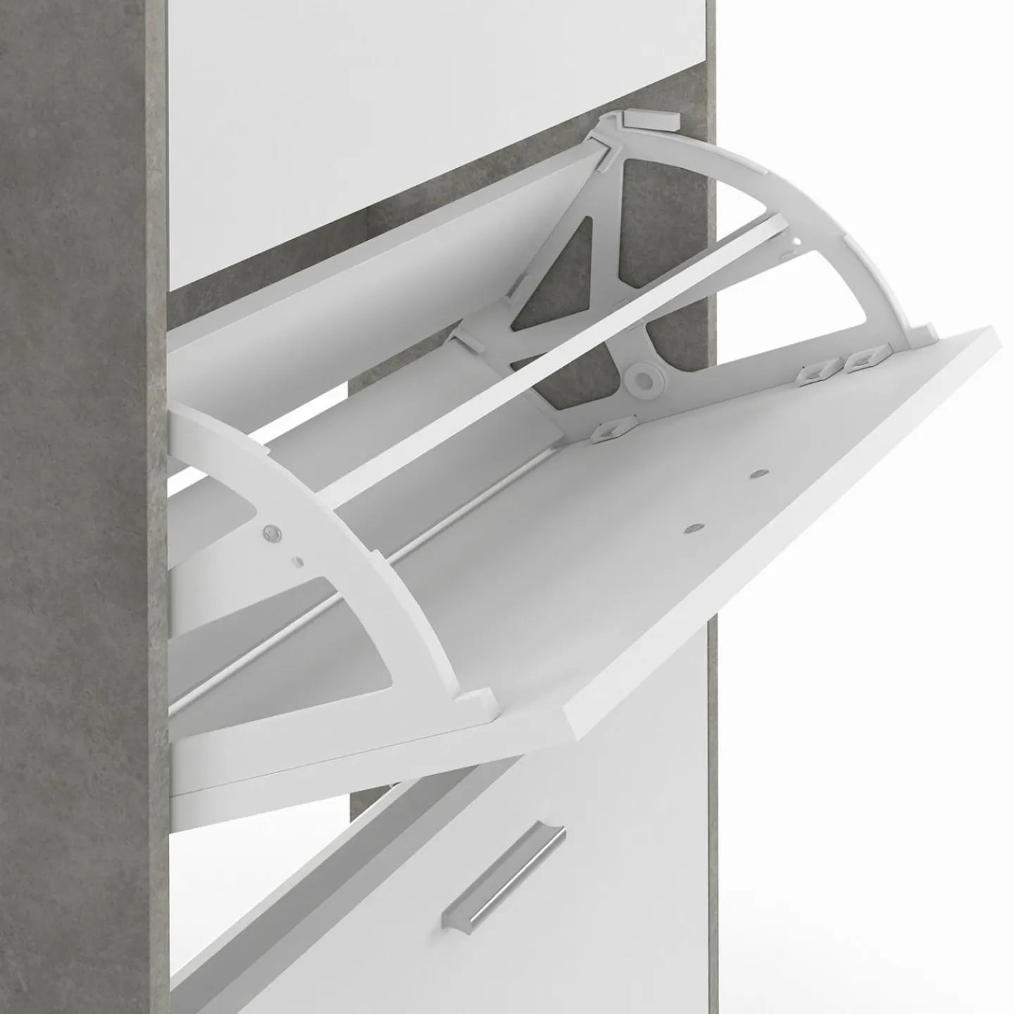 Étagère à chaussures grise 3 portes blanches*IDMarket Discount