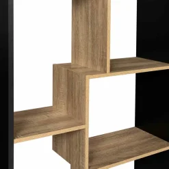 Étagère 161 cm double position bois imitation hêtre et noir*IDMarket
