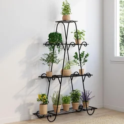 Étagère à pots de fleurs en métal avec 9 niveaux*IDMarket Discount