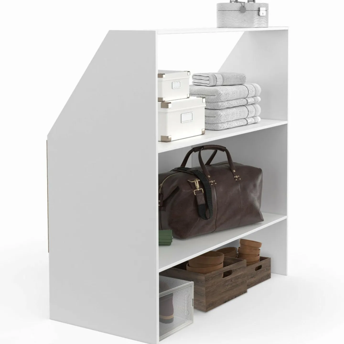 Étagère sous pente blanche 2 niveaux*IDMarket Outlet