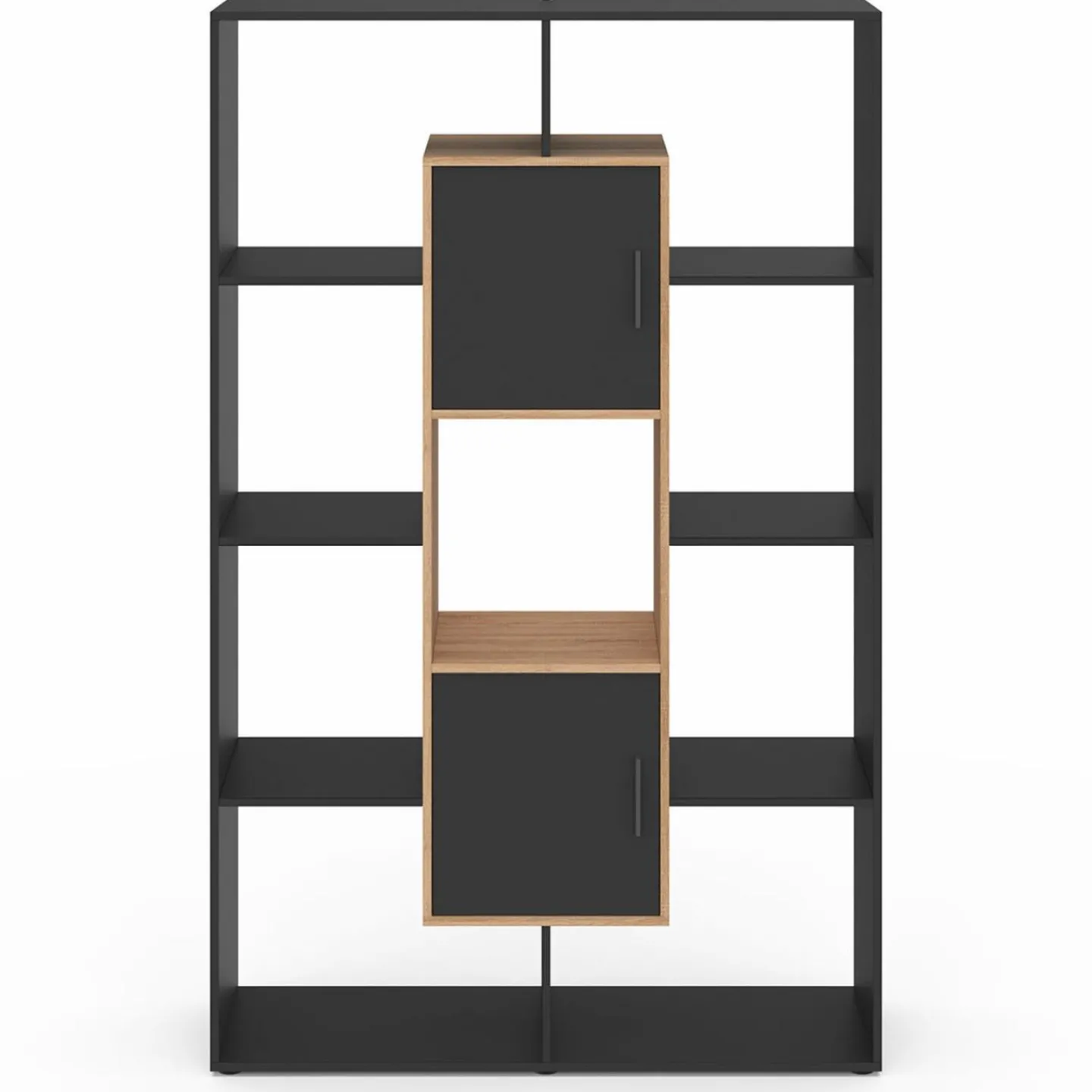 Étagère bibliothèque 11 compartiments noir et effet bois*IDMarket Online