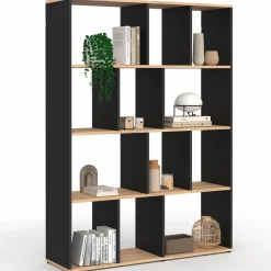 Étagère bibliothèque 4 niveaux noir et effet bois 143 cm*IDMarket Online