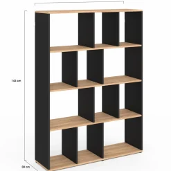 Étagère bibliothèque 4 niveaux noir et effet bois 143 cm*IDMarket Online