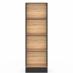Étagère bibliothèque 5 niveaux noir et effet bois H.190cm*IDMarket Outlet