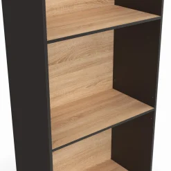 Étagère bibliothèque 5 niveaux noir et effet bois H.190cm*IDMarket Outlet