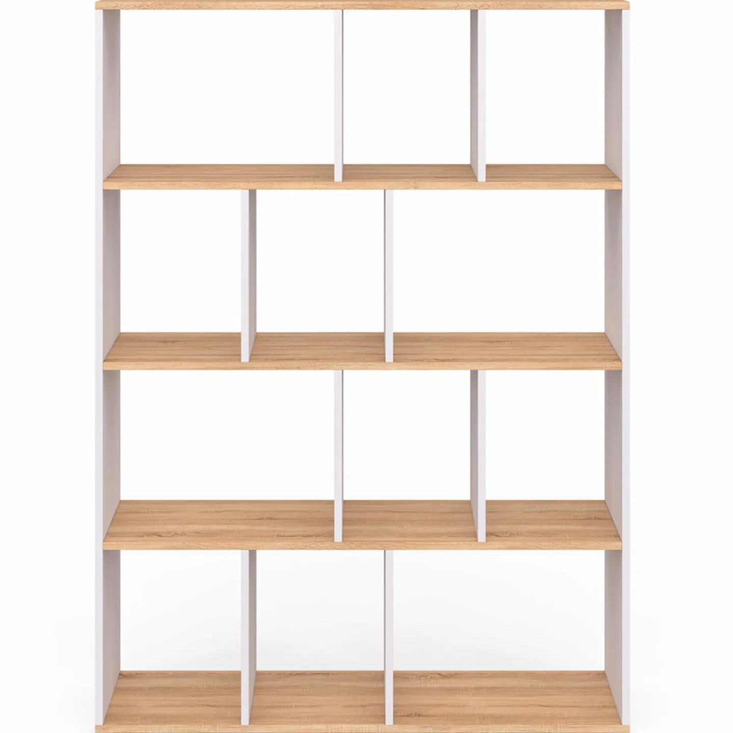 Étagère bibliothèque 4 niveaux blanc et effet bois 143 cm*IDMarket Clearance