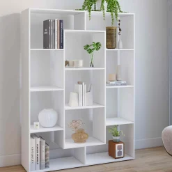 Étagère bibliothèque blanche 143 cm 11 compartiments*IDMarket New