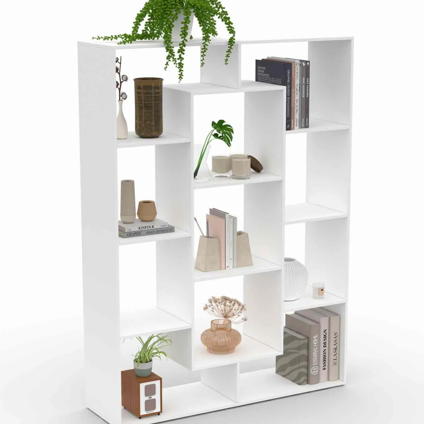 Étagère bibliothèque blanche 143 cm 11 compartiments*IDMarket New