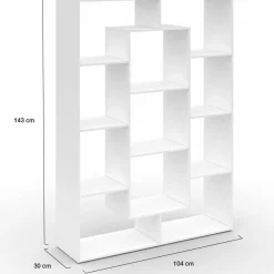 Étagère bibliothèque blanche 143 cm 11 compartiments*IDMarket New