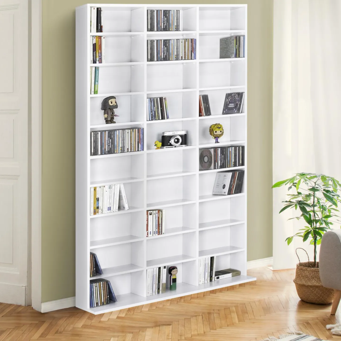 Étagère bibliothèque bois blanc 30 cases modulables*IDMarket Online