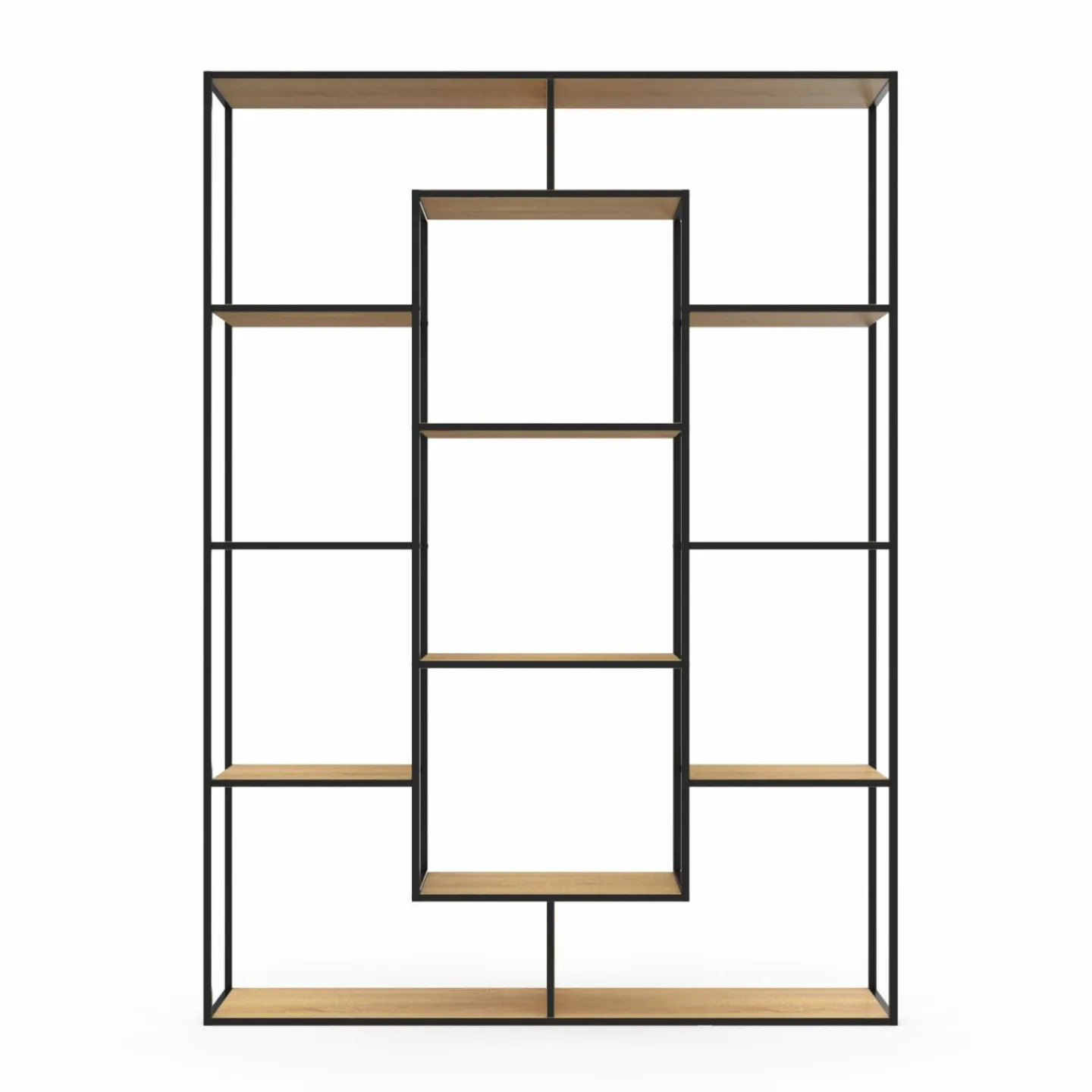 Étagère bibliothèque bois et métal 143 cm 11 compartiments style industriel*IDMarket