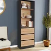 Étagère bibliothèque bois et noir 3 tiroirs 3 niveaux H.190cm*IDMarket Clearance