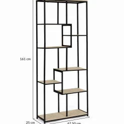 Étagère bibliothèque design industriel 161 cm 8 niveaux asymétrique*IDMarket Hot