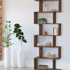 Étagère bibliothèque en forme de S effet noyer 189 cm*IDMarket Discount
